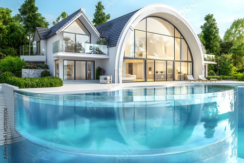 Modern house with glass-wal...