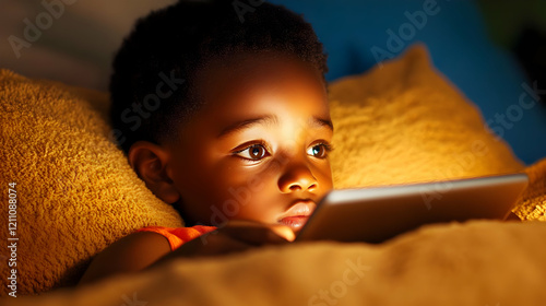 Young Child Engrossed in Ta...