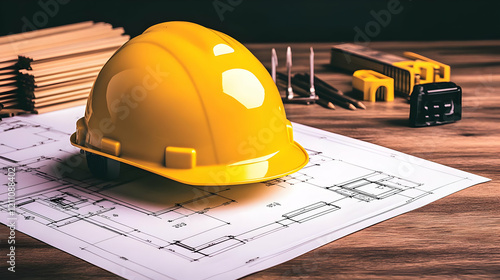 Yellow Hard Hat Rests on Ar...