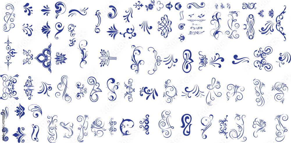 Decorative swirl and spiral vector silhouette set, perfect swirl for graphic design. Decorative swirl and spiral vector silhouette set, perfect swirl for graphic design.