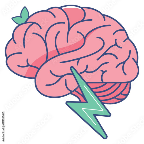 Brain and thunder icon