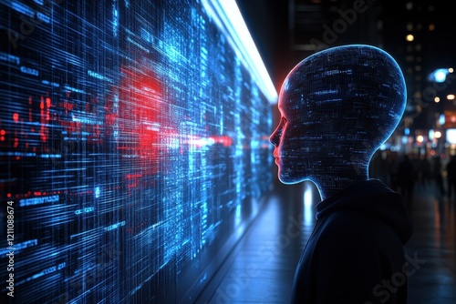 Human silhouette with digital background