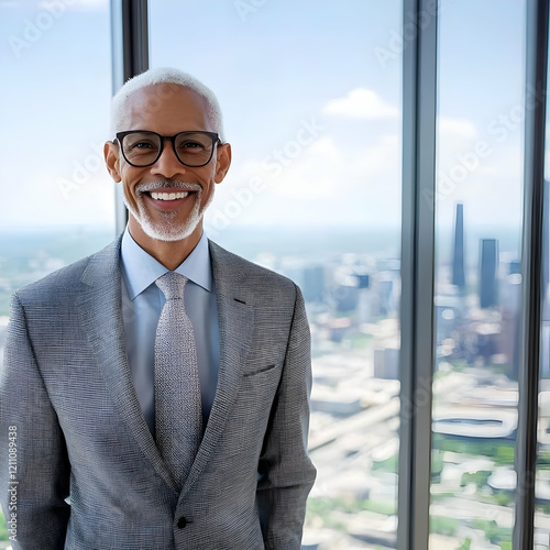 Smiling Businessman Stands ...
