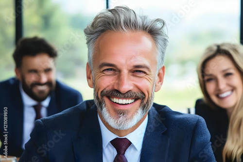 Businessman Smiles Happily ...