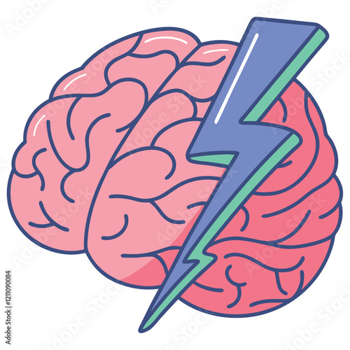Brain with lightning bolt