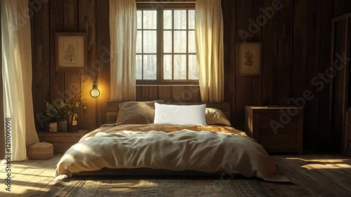 Wallpaper Mural Cozy sunlit bedroom with vintage decor and comfortable bedding Torontodigital.ca