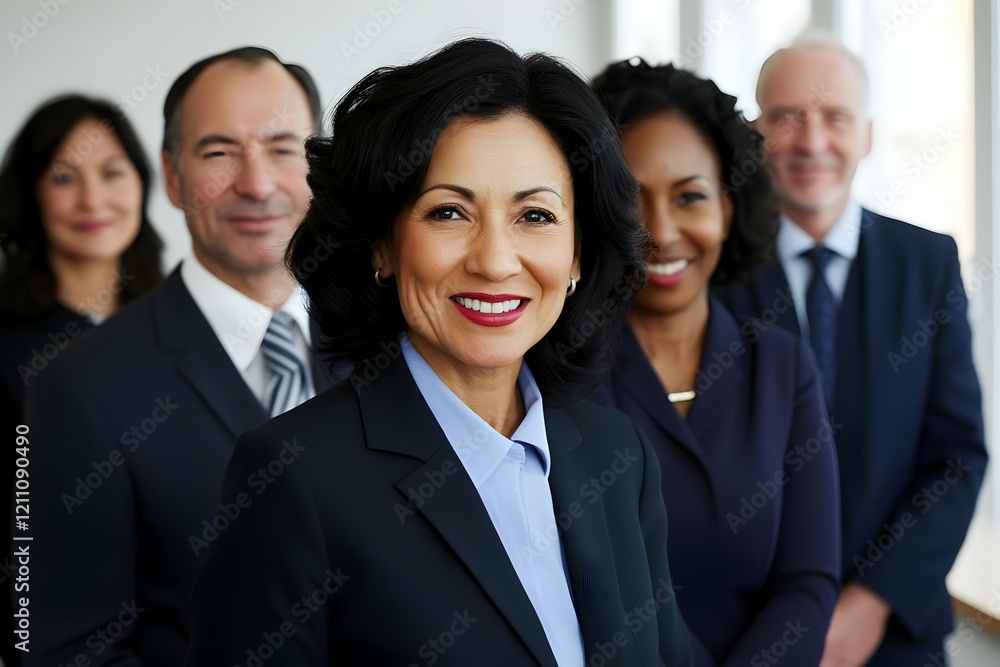 Confident Business Team Stands Together in Office Setting Demonstrating Teamwork and Professionalism. Confident Business Team Stands Together in Office Setting Demonstrating Teamwork and Professionalism.