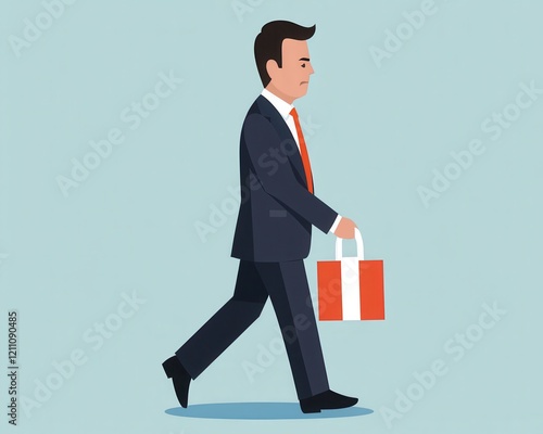 Businessman walking with a briefcase, isolated