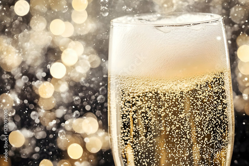 Sparkling Wine Fills a Glas...