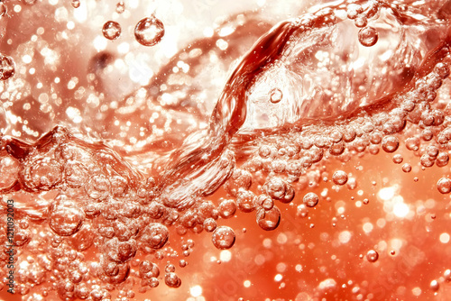 Red Liquid Forms Bubbles an...