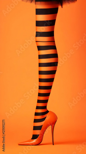 Woman's Leg with Striped St...