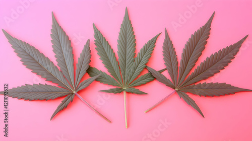 Three Hemp Leaves Arranged ...