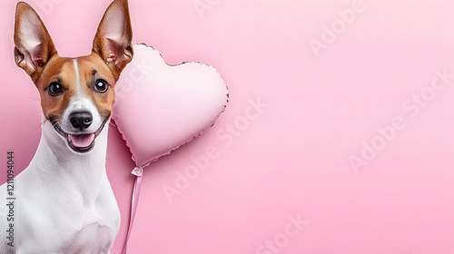 Cute Dog Smiles with Heart-...