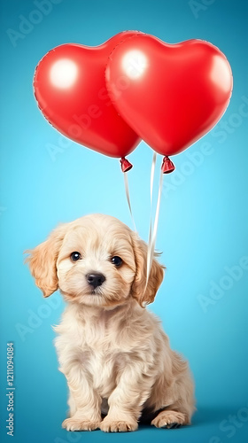 Adorable Puppy Holds Two Re...