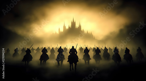Silhouetted Warriors on Hor...