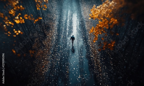 Autumn Path: Lone Walker's Journey