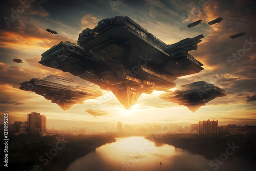 Massive Spaceships Hover Ov...