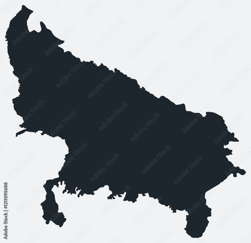 Fototapeta premium Uttar Pradesh map. Just a simple border map. Shape of the state. Blank Uttar Pradesh outline. Vector illustration.