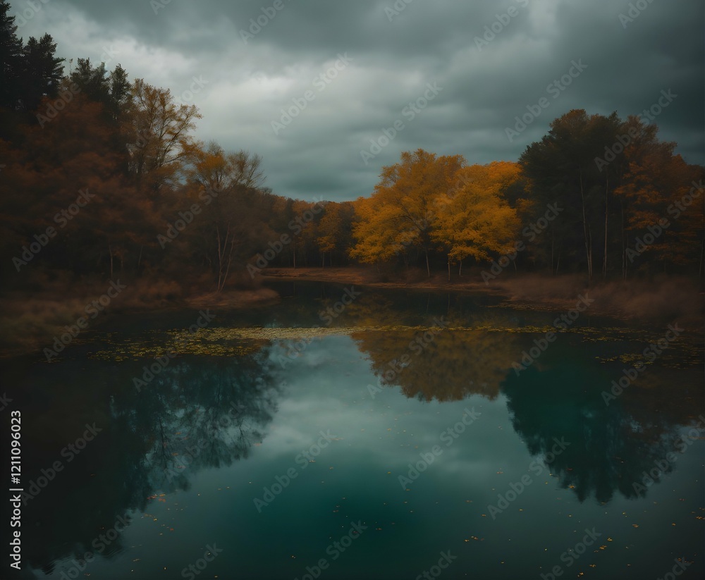 Obraz premium autumn trees reflected in water