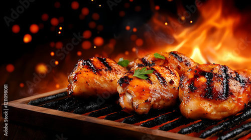 Grilled Chicken Pieces Sizz...