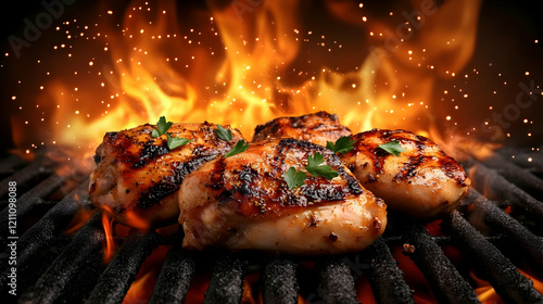 Grilled Chicken Pieces Sizz...