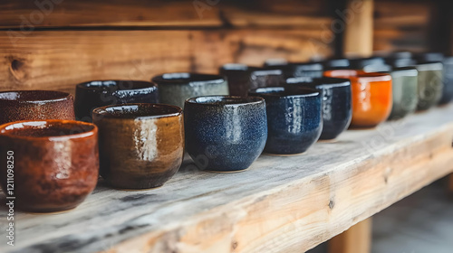 Colorful Ceramic Cups Displ...