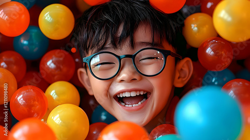 Joyful Child Laughs in Colo...