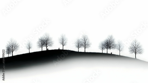 Silhouetted Trees and Figur...