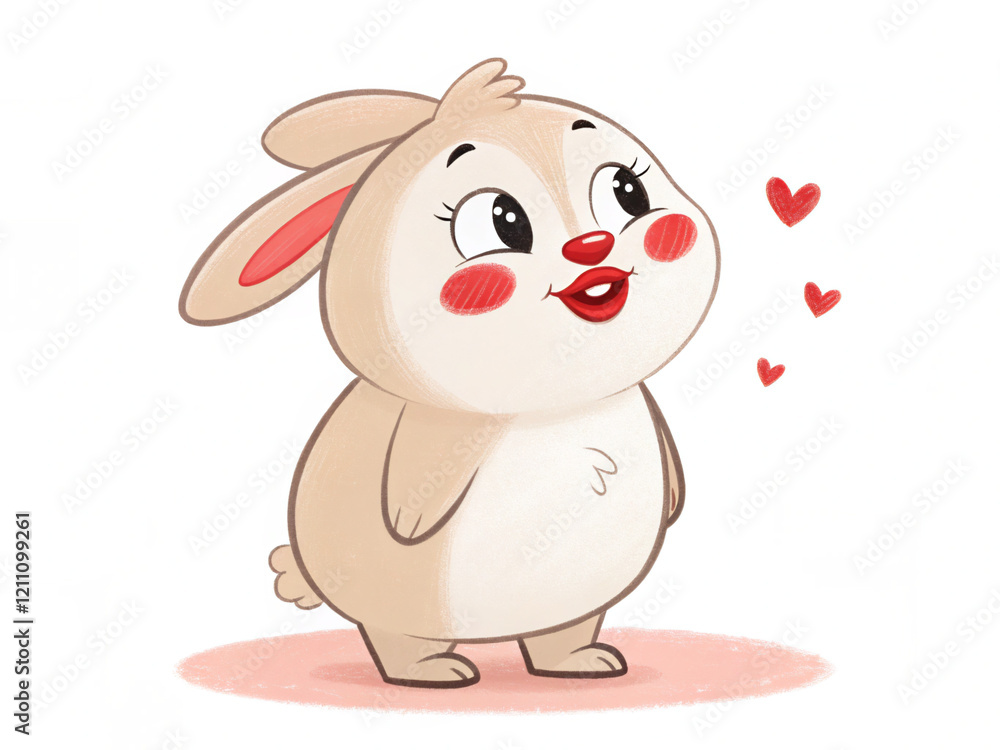 Naklejka premium cartoon, animal, rabbit, bunny, vector, illustration, easter, love, heart, cute, holiday, toy, baby, cow, animals, funny, character, happy, pink, art, fun, gift, smile, design, drawing