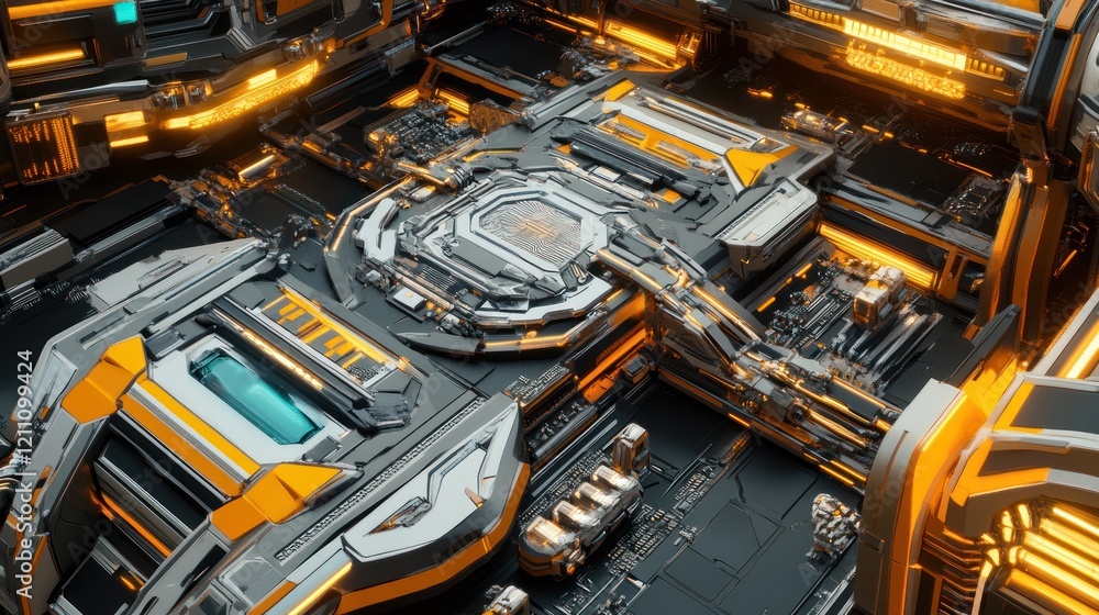 Fototapeta premium Futuristic Technological Circuitry: An Abstract 3D Render of Complex Electronic Components