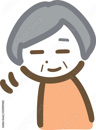 ぺこりとお辞儀する笑顔のシニア女性