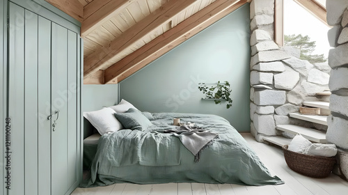 Serene Green Bedroom Interi...