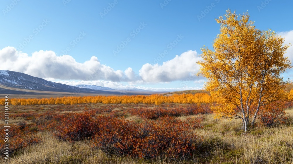 Autumn landscape with golden trees Autumn landscape with golden trees