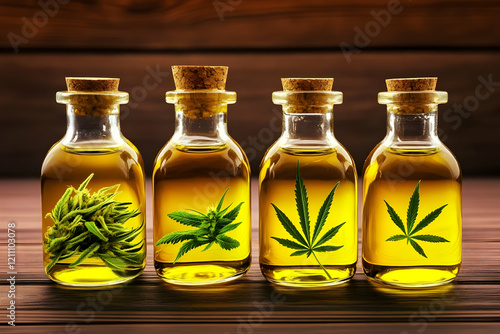 Four Glass Bottles with Cor...