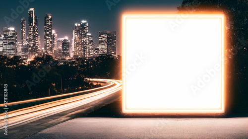 Blank Glowing Billboard Sta...