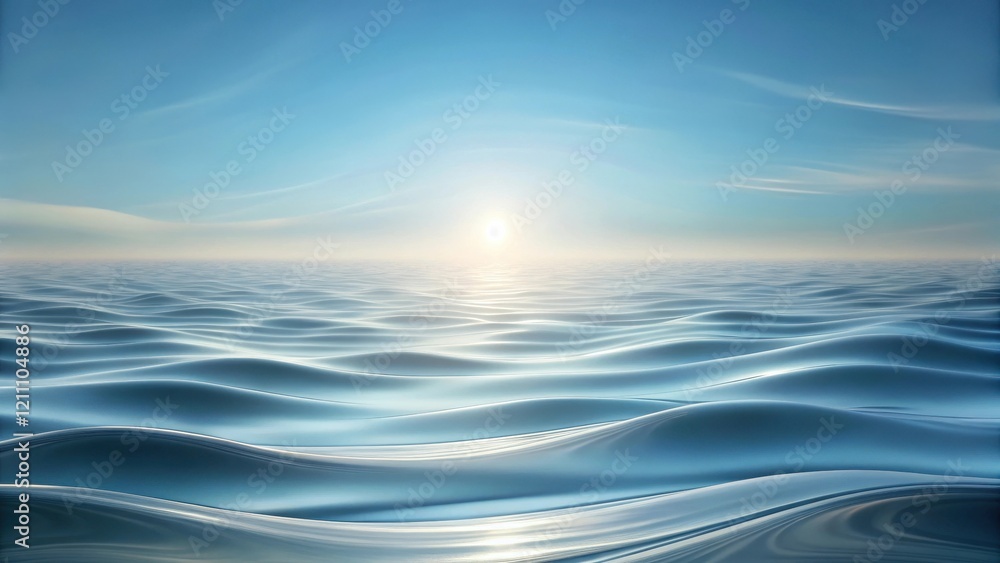 Obraz premium Serene Ocean Waves Under a Tranquil Sky at Sunrise, Reflecting the Golden Light