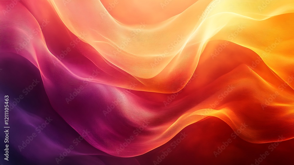 Fototapeta premium abstract digital artwork featuring a flowing wave like pattern dominated by vibrant, warm colors, including shades of orange, red, and yellow, blending seamlessly into each other