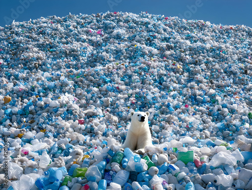 Polar Bear Sits Atop a Moun...