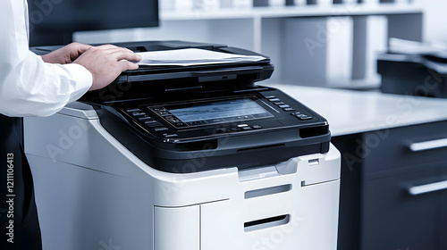 Man Places Documents on Off...