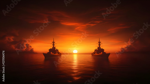 Two Warships Sail Towards t...