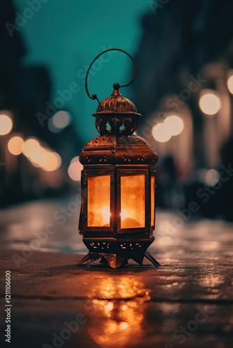 Islamic lights for Ramadan, Eid al-Fitr and Adha with blurred background