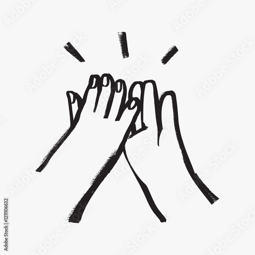 High five hands gesture doodle illustration vector