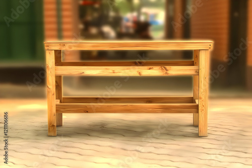 Empty Wooden Table Stands o...