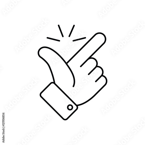 easy icon, finger snapping line sign - editable stroke vector illustration eps10