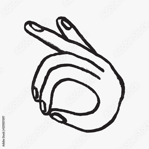 Okay hand doodle, illustration vector