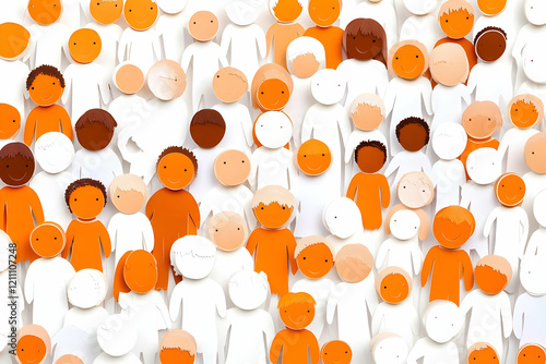 Crowd of Paper People with ...