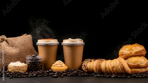 Steaming Coffee Cups and Pa...