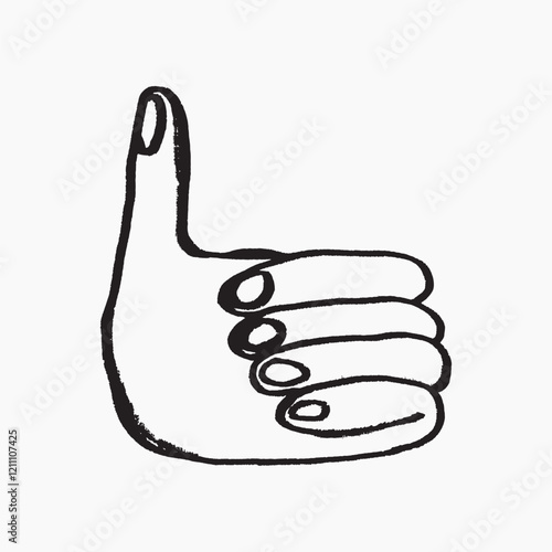 Thumbs up hand doodle, illustration vector