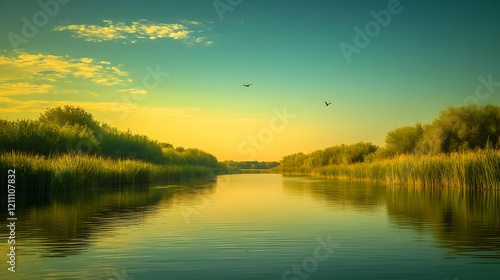Serene River Landscape at S...