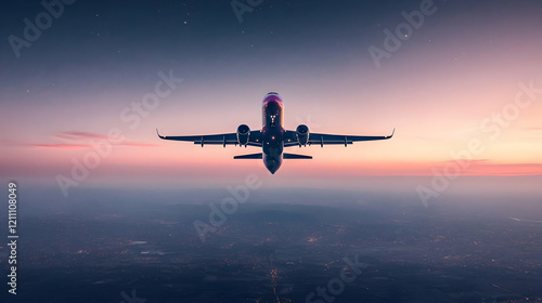 Airplane soars over a twink...